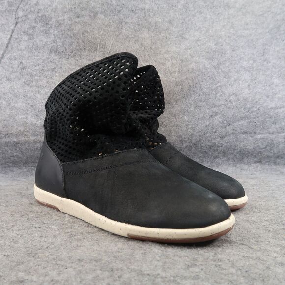 EMU Shoes Womens 8.5 Bootie Sneaker Leather Slouch Pull On Comfort Casual Black - Picture 1 of 16